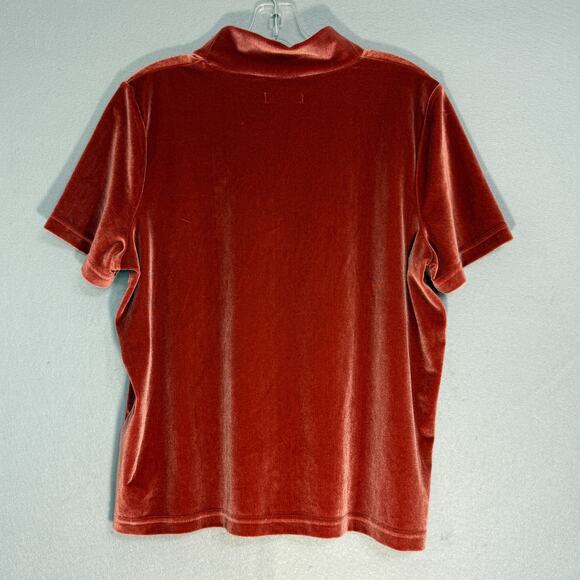 Madewell Women's Velvet Mock Neck Top Size L Stretchy Loose Fit Boho Whimsigoth - Picture 2 of 5